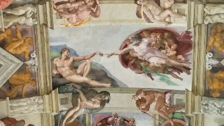 Detalle de las pinturas de la Capilla Sixtina de Miguel Ángel