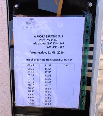 Precios autobús privado del centro al aeropuerto de Dubrovnik