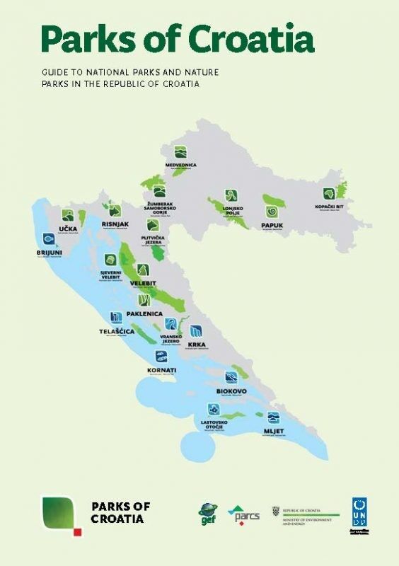 Mapa de los Parques Nacionales y Parques Naturales de Croacia